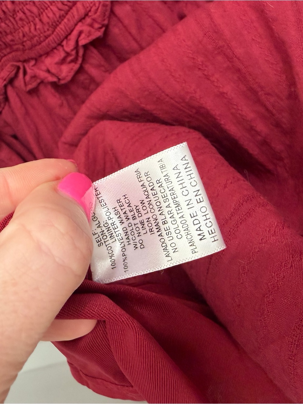 Aura Burgundy Tie-Shoulder Smocked Sundress - Picture 4 of 5